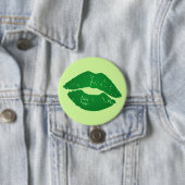 Fun St. Patrick's Day Irish Kiss Green Lips Ronde Button 7,6 Cm (In situ)