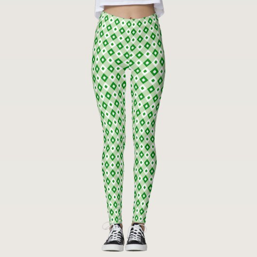 Fun St Patrick's Day Lucky Clover Green Pset Leggings (Voorkant)