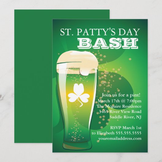 Fun St. Patrick's Day Party Invitation Kaart (Voorkant / Achterkant)