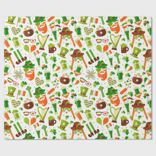 Fun St. Patrick's Day Pattern Cadeaupapier (Vlak)