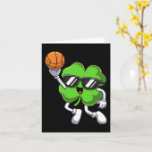 Fun St Patricks Day Shamrock Spelen Basketbal Bo Kaart (Gele Bloem)