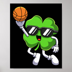 Fun St Patricks Day Shamrock Spelen Basketbal Bo Poster