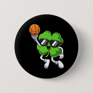 Fun St Patricks Day Shamrock Spelen Basketbal Bo Ronde Button 5,7 Cm