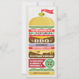 Fun Stapelde BBQ Party Invitation Kaart