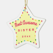 Fun Star Meest Geweldige zus kerstcadeau Keramisch Ornament (Links)