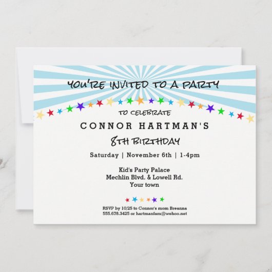 Fun Star Sun Rays Kinder elke leeftijd Verjaardags Kaart (Voorkant)