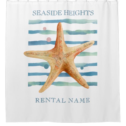 FUN STARFISH BEACH COASTAL VACATON Showgordijn Douchegordijn (Voorkant)