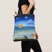 Fun Starfish Sky 2 Tone Pattern Canvas tas (Dichtbij)