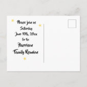 Fun Stars Familiereünie of Feest Save the Date Aankondigingskaart (Achterkant)