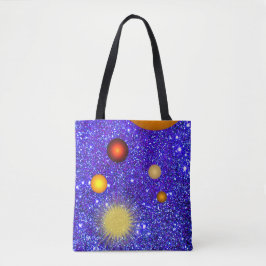 Fun Stars Planets Sparkly Glittery Geeky Science Tote Bag
