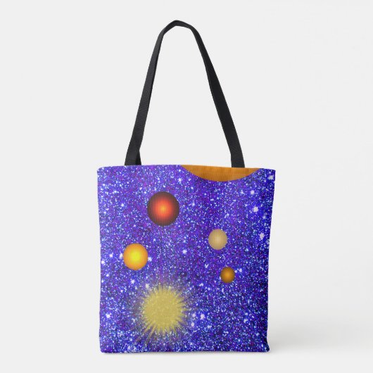 Fun Stars Planets Sparkly Glittery Geeky Science Tote Bag (Achterkant)