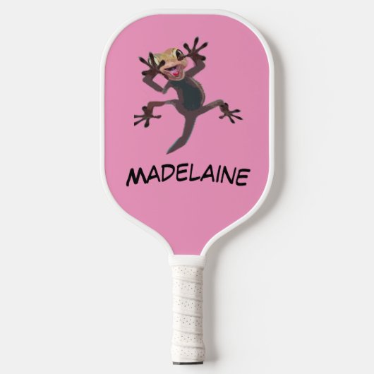 Fun Startled Gecko Roze Pickleball Paddle (Voorkant)