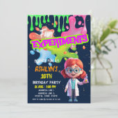 Fun STEM Lab Redhead Girl Scientist Verjaardagsfee Kaart (Staand voorkant)