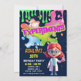 Fun STEM Lab Redhead Girl Scientist Verjaardagsfee Kaart