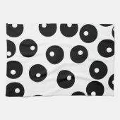 Fun, stijlvol zwart-wit patroon. Personaliseer Theedoek (Horizontaal)