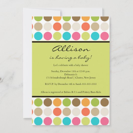 FUN Stippen GREEN Baby Girl of Boy Shower Kaart (Voorkant)