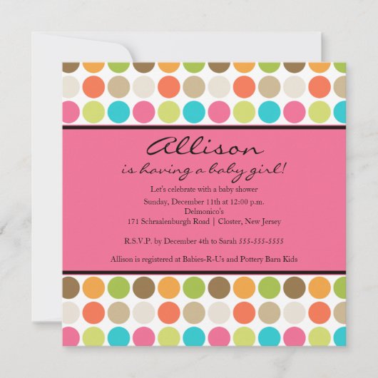 FUN Stippen PINK Baby Girl Shower Kaart (Voorkant)