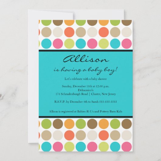 FUN Stippen TURQUOISE Baby Girl of Boy Shower Kaart (Voorkant)