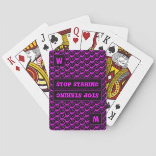 Fun STOP STARING  Monogram HOT PINK Pokerkaarten