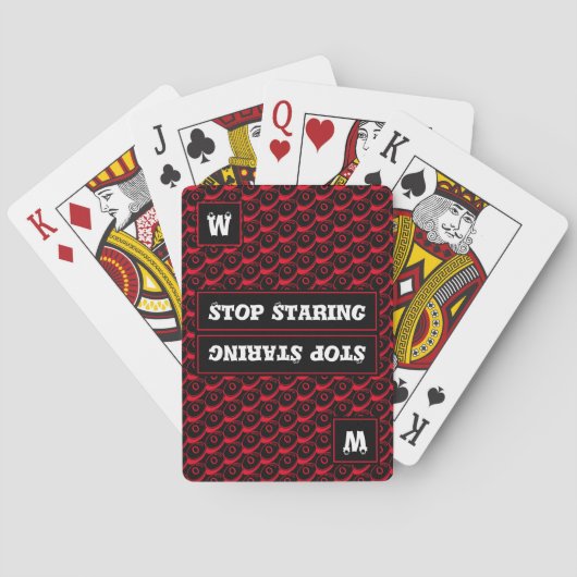 Fun STOP STARING  Monogram RED BLACK Pokerkaarten (Achterkant)