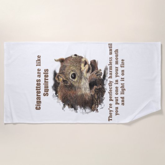 Fun stopt Motivatie Quote Squirrel tegen roken Strandlaken (Voorkant)