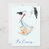Fun Stork and Baby shower Invitation with QR Code (Achterkant)