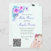 Fun Stork and Baby shower Invitation with QR Code (Voorkant / Achterkant)
