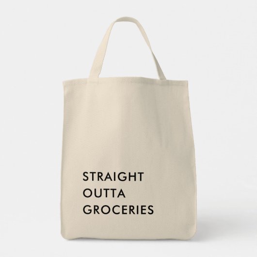 Fun STRAIGHT OUTTA GROCERIES minimalistisch modern Tote Bag (Achterkant)