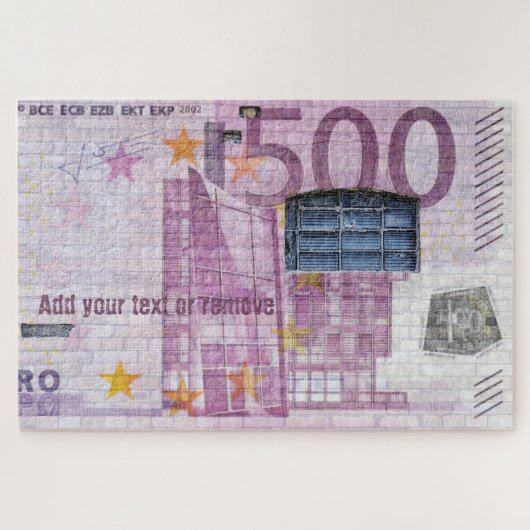 Fun street art graffiti of a 500 euro bank note, legpuzzel (Horizontaal)