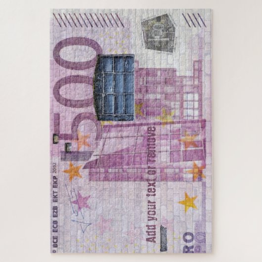 Fun street art graffiti of a 500 euro bank note, legpuzzel (Verticaal)