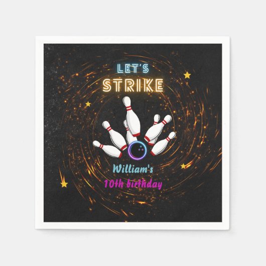 Fun Strike coole blauwe sporten Bowling 10e verjaa Servet (Voorkant)