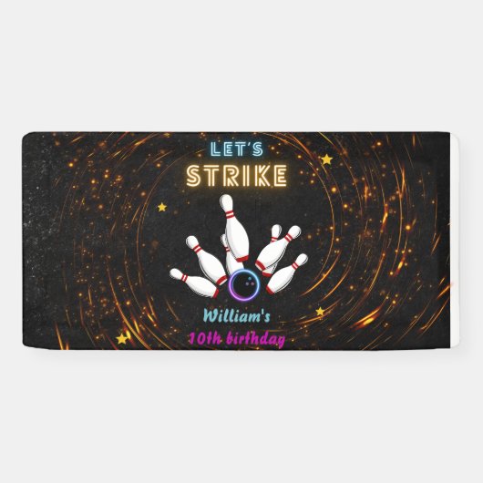 Fun Strike coole blauwe sporten Bowling 10e verjaa Spandoek (Horizontaal)