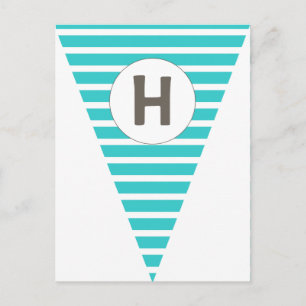 Fun Stripe Blauwgroen White  vlag Bunting Briefkaart