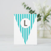 Fun Stripe Blauwgroen White  vlag Bunting Briefkaart (Staand voorkant)