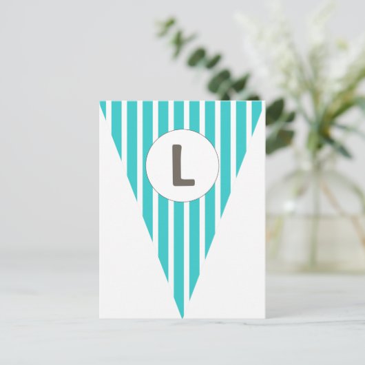Fun Stripe Blauwgroen White  vlag Bunting Briefkaart (Staand voorkant)
