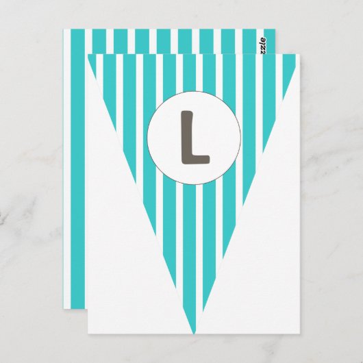 Fun Stripe Blauwgroen White  vlag Bunting Briefkaart (Voorkant / Achterkant)