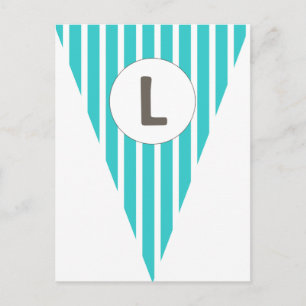 Fun Stripe Blauwgroen White  vlag Bunting Briefkaart
