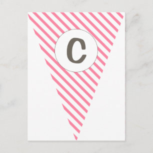 Fun Stripe Hot Pink vlag Bunting Briefkaart