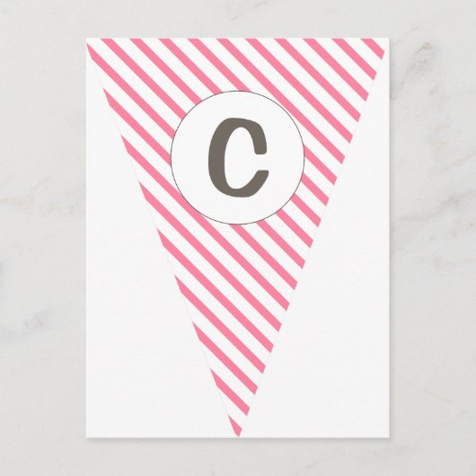 Fun Stripe Hot Pink  vlag Bunting Briefkaart (Voorkant)