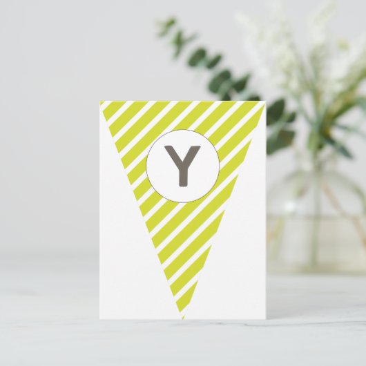 Fun Stripe Lime Green  Flag Bunting Briefkaart (Staand voorkant)