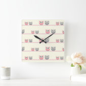 Fun Striped Owls Vierkante Klok (Huis)