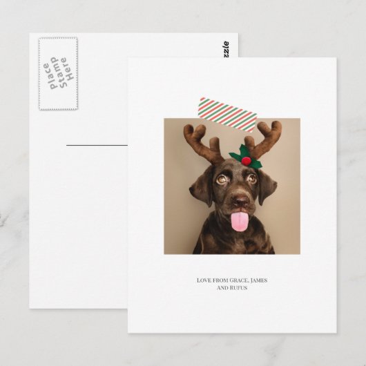 Fun Striped Tape-kerstfoto (briefkaart terug) Briefkaart (Voorkant / Achterkant)