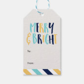 Fun Stripes Holiday "Merry & Bright" Cadeaulabel (Voorkant)