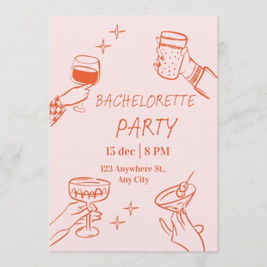 Fun & Stylish Bachelorette Weekend Invitation Kaart (Voorkant)