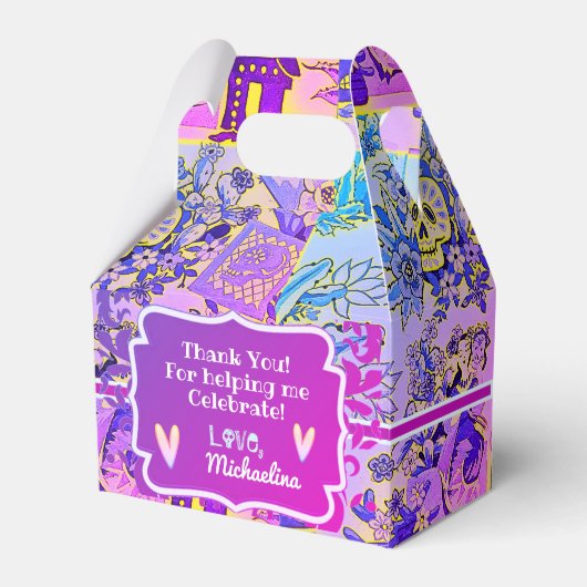 Fun Sugar Skulls Hispanic Fiesta Indigo Violet Bedankdoosjes (Voorkant Zijde)