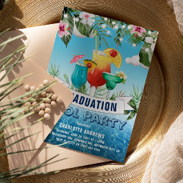 Fun Summer Afstuderen Pool Party Invitation Kaart