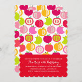 Fun Summer Apples Custom Colours Birthday Party Kaart (Voorkant / Achterkant)