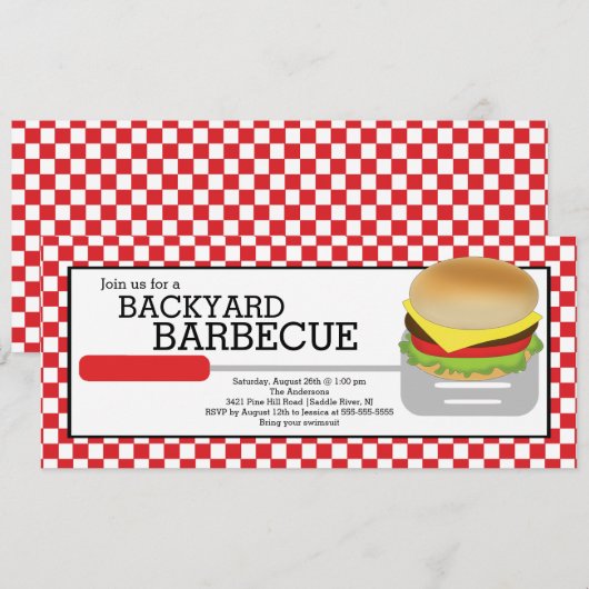 Fun Summer BBQ Party Invitation Kaart (Voorkant / Achterkant)