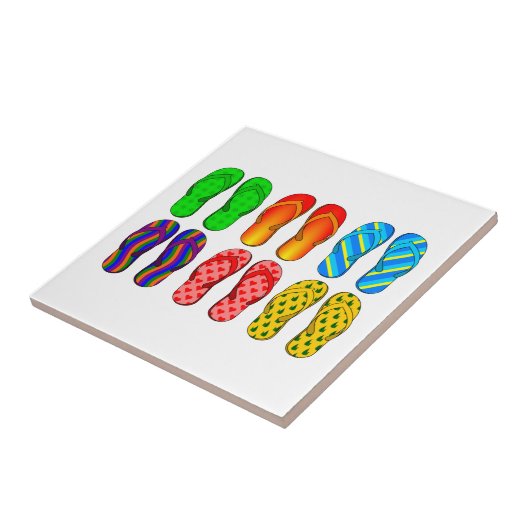 Fun Summer Beach Colorful Stripes Tegeltje (Zijkant)