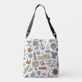 Fun Summer Beach Illustraties Crossbody Tas (Achterkant)